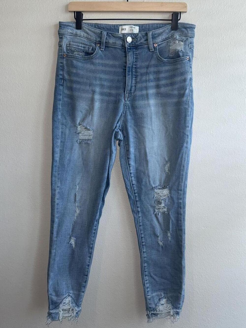 BKE Parker Universal High Rise Ankle Skinny Jeans Size 30 Distressed Denim